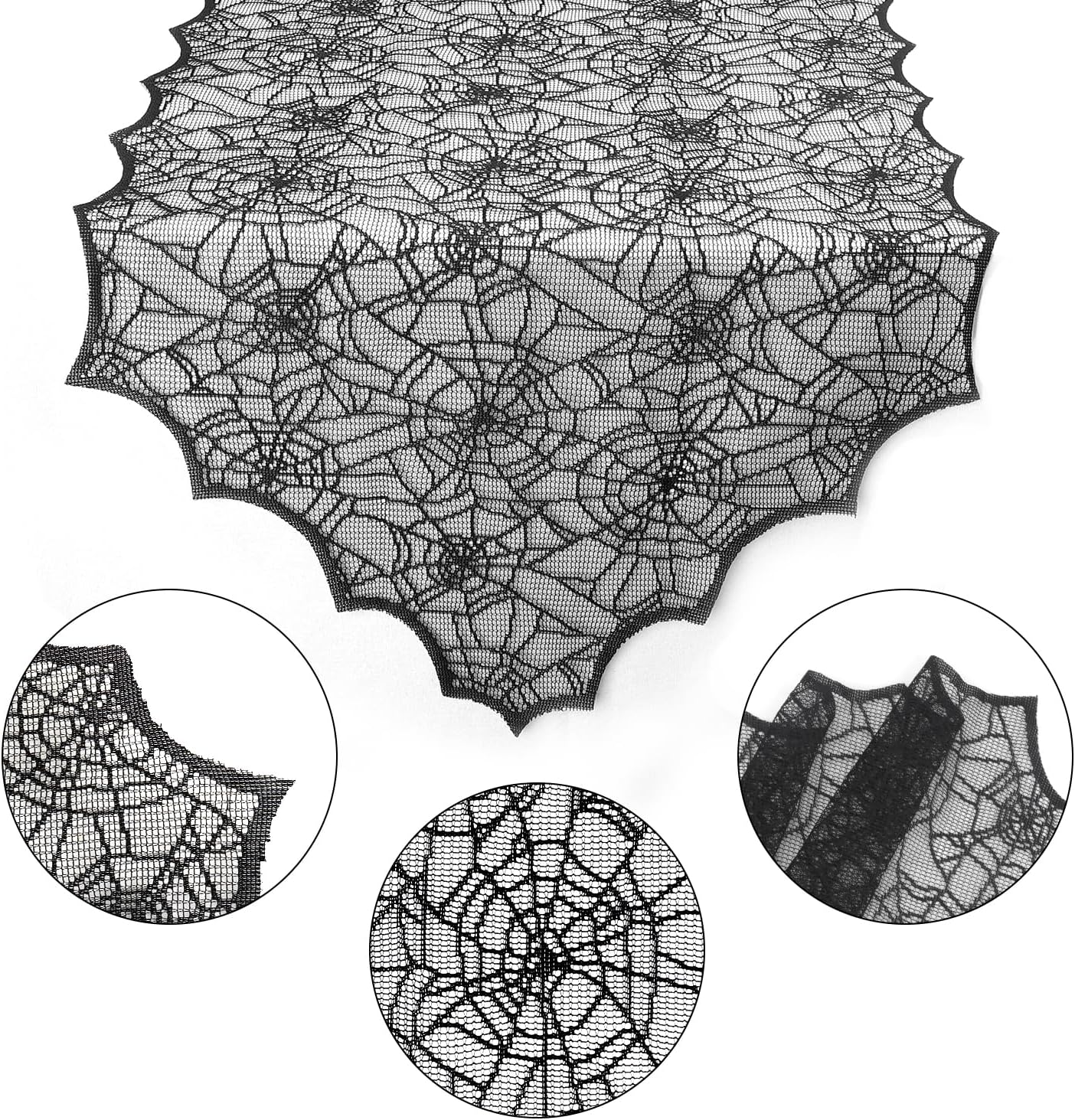 Halloween Table Runner 72 Inch Black Lace Spider Web