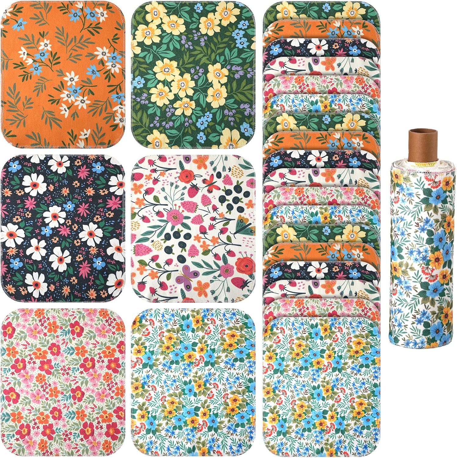 Redbaker 30 Pcs Reusable Cotton Towel Rolls with Cardboard