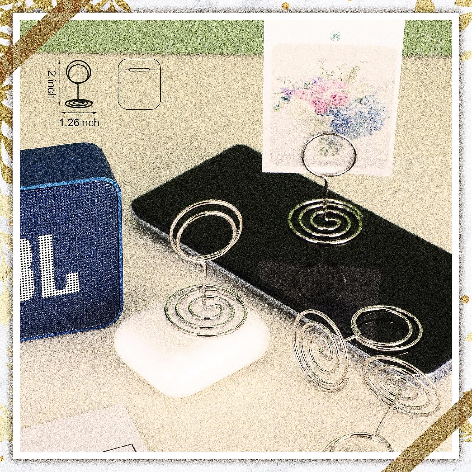 100 Mini Place Card Holders - 2 Inch Silver Table Number Stands