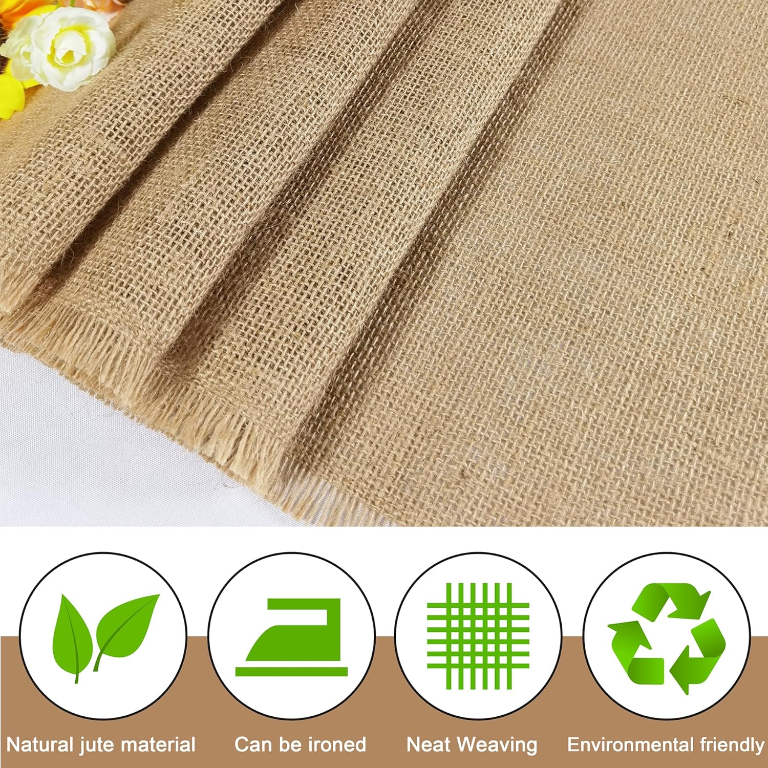 6 Pack 13 x 72 Inch Tassel Burlap Table Runners