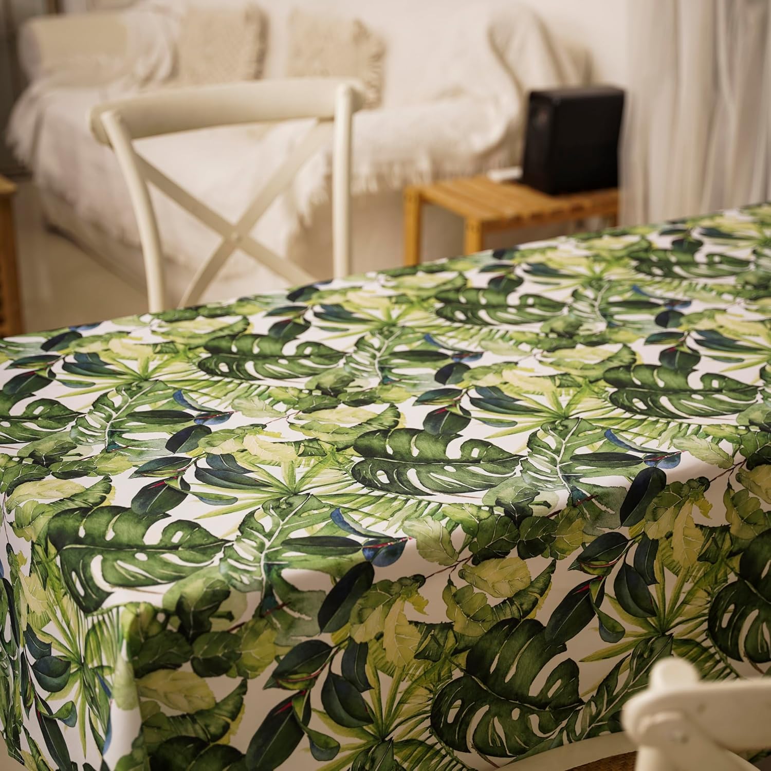 WalRiddle Tropical Palm Leaf Vinyl Tablecloth 52x70