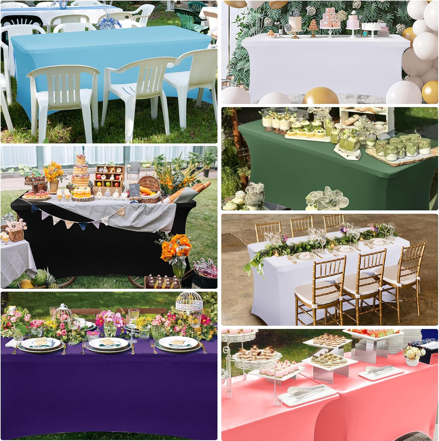 Obstal 6 Pack Stretch Spandex Table Covers for 6 Foot Tables 1
