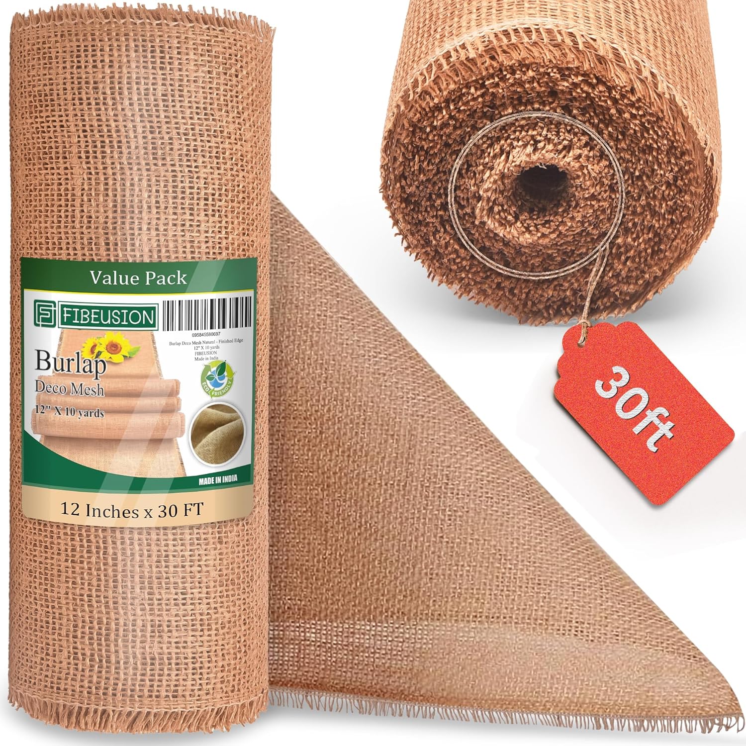 FIBEUSION Stiff Burlap Roll 12 Inch x 30 Feet