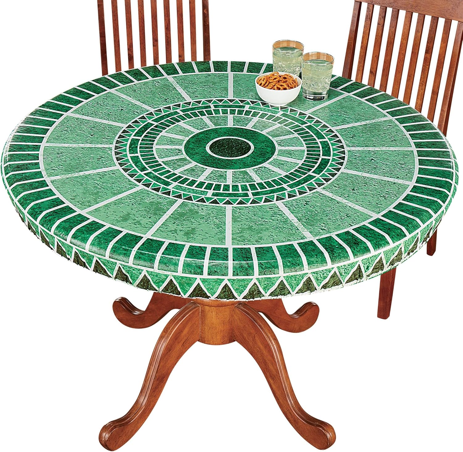Collections Etc Stretch Fit Mosaic Table Cover