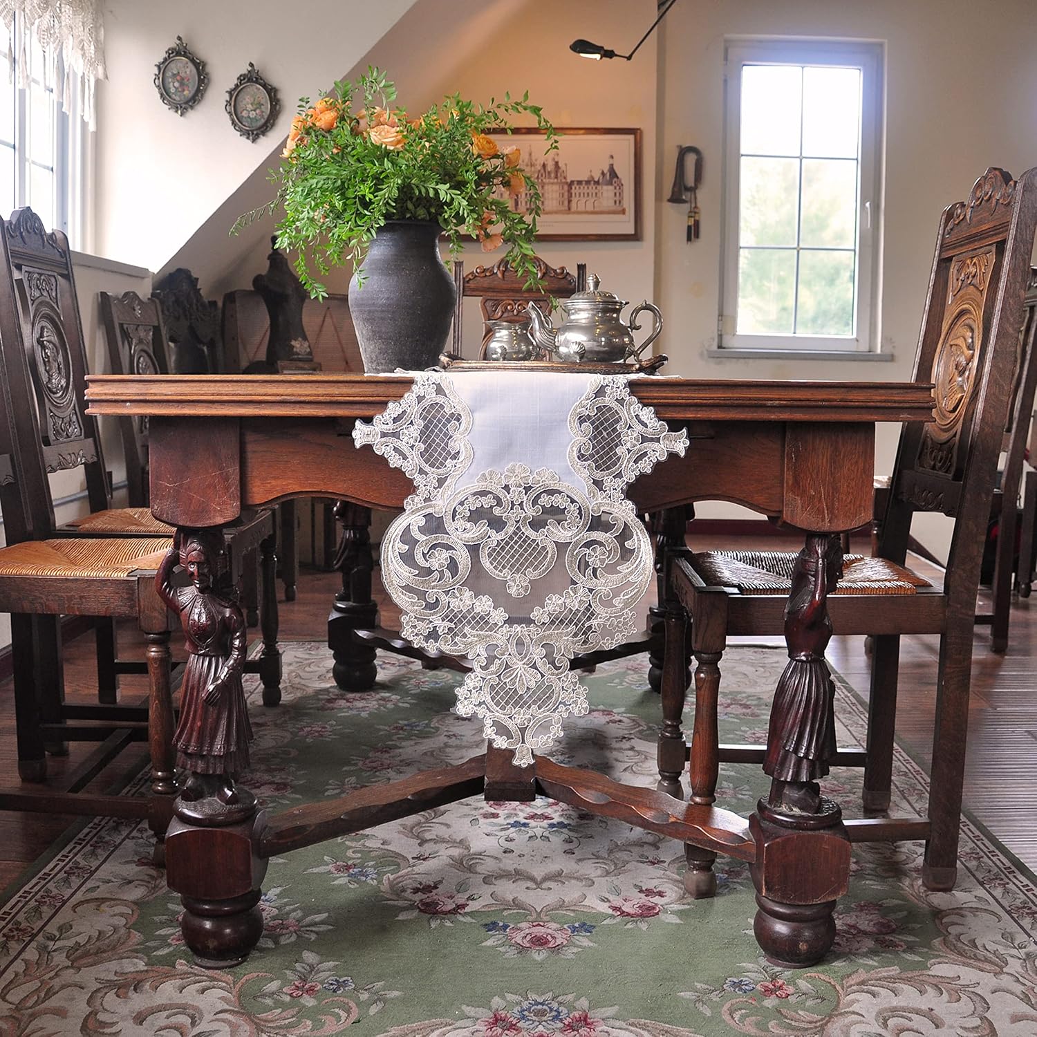 Elegant Vintage Lace Table Runner 120 Inches