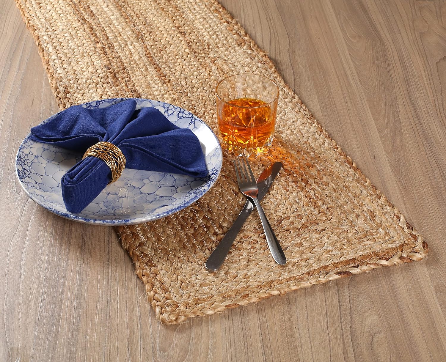 Goroly Home Reversible Jute Braided Table Runner 13x72 Inch Natural