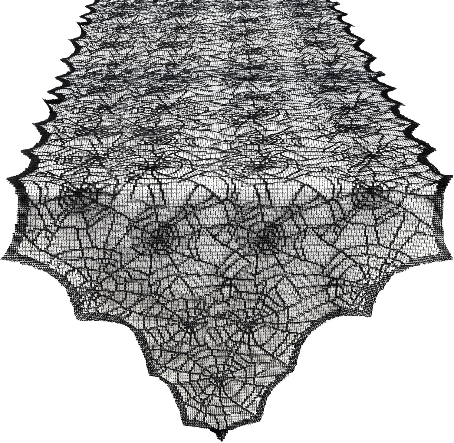 Black Lace Spider Webs Table Runner - 18x72 Inches Halloween Decor