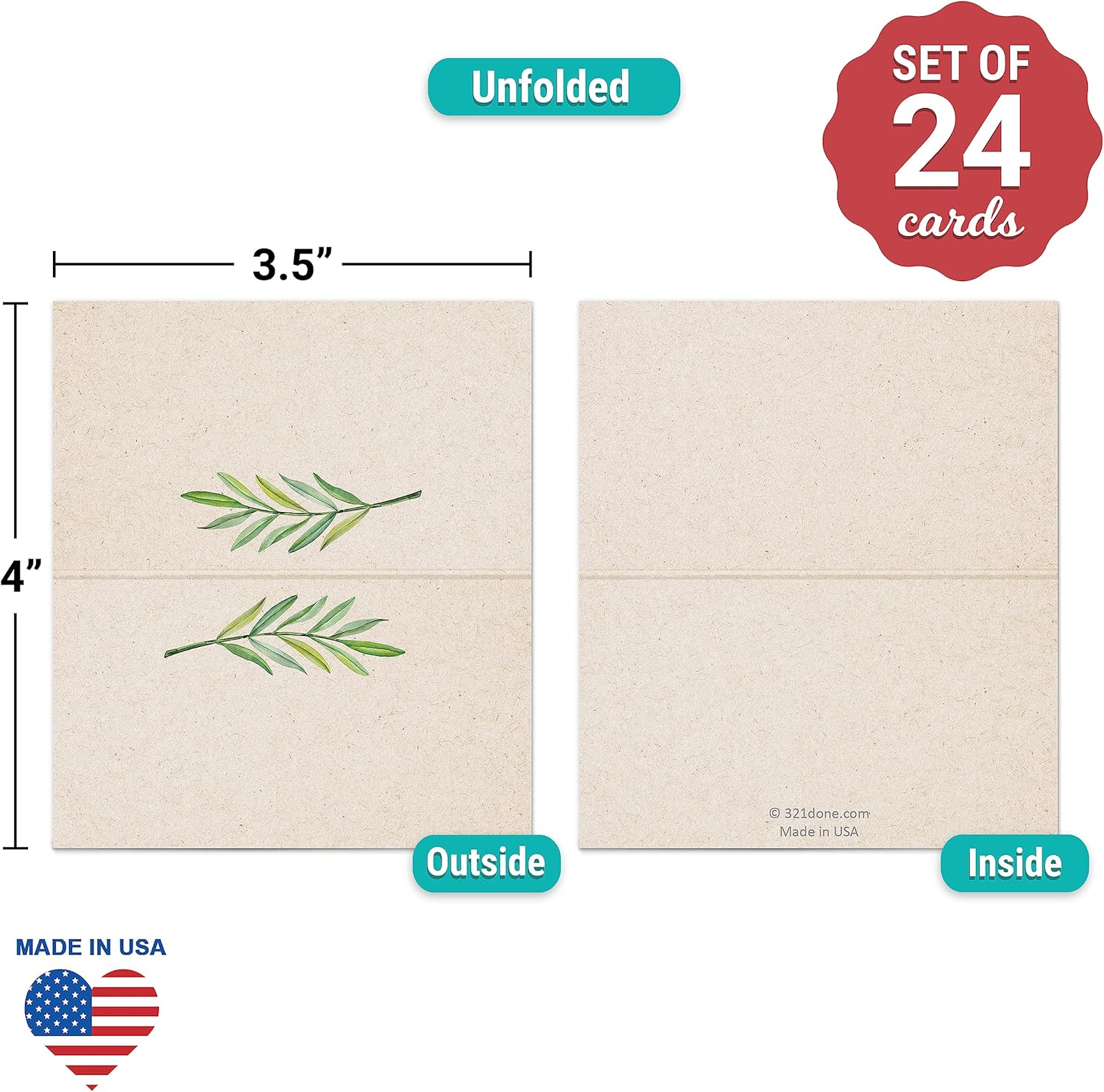 321Done Green Leaves Place Cards - Set of 24