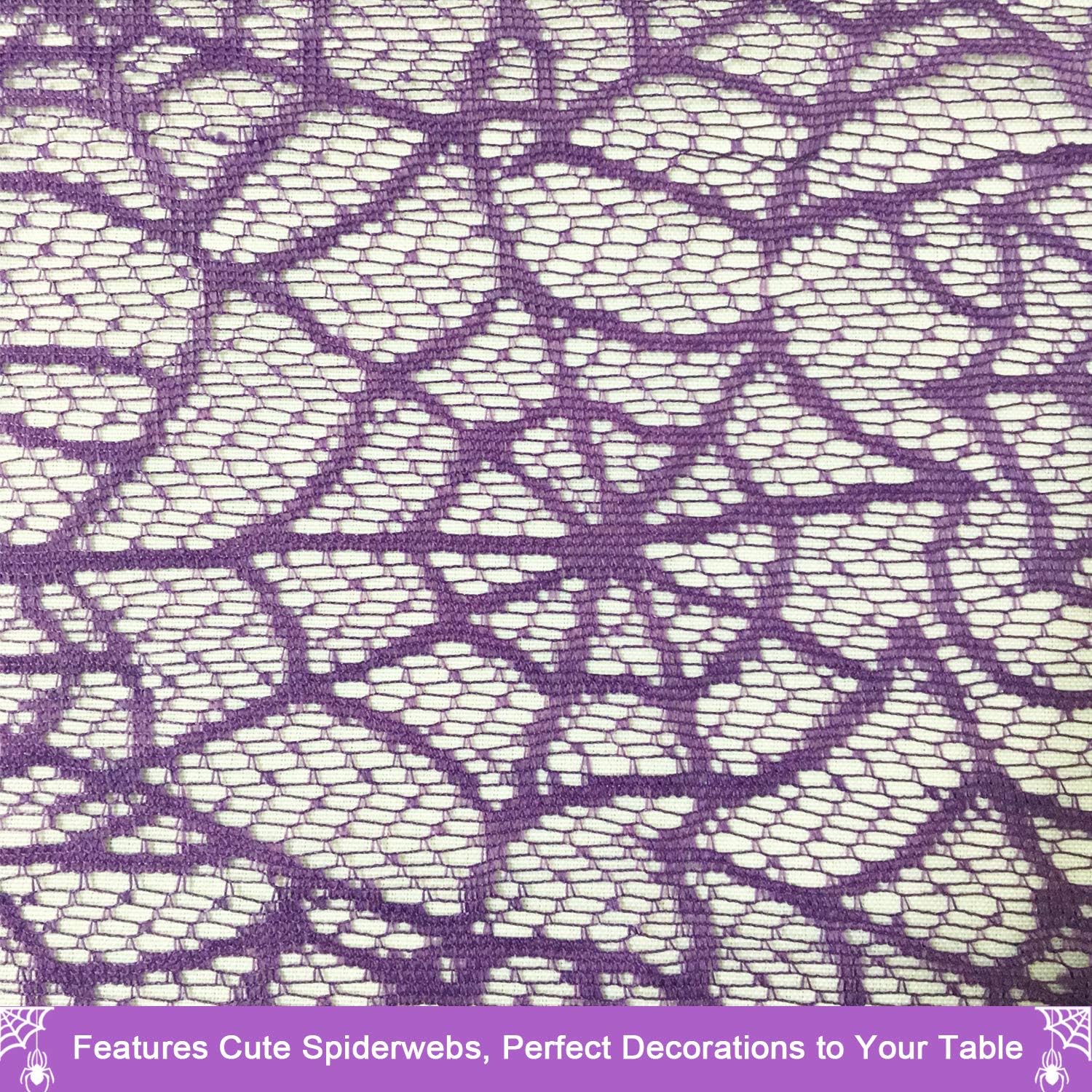Halloween Table Runner Purple Lace Spider Web