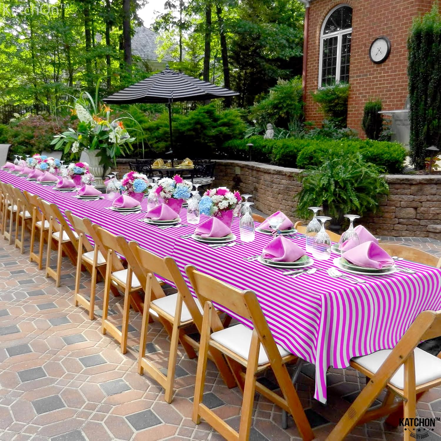KatchOn 4 Pack Hot Pink and Silver Tablecloths 108x54 Inch