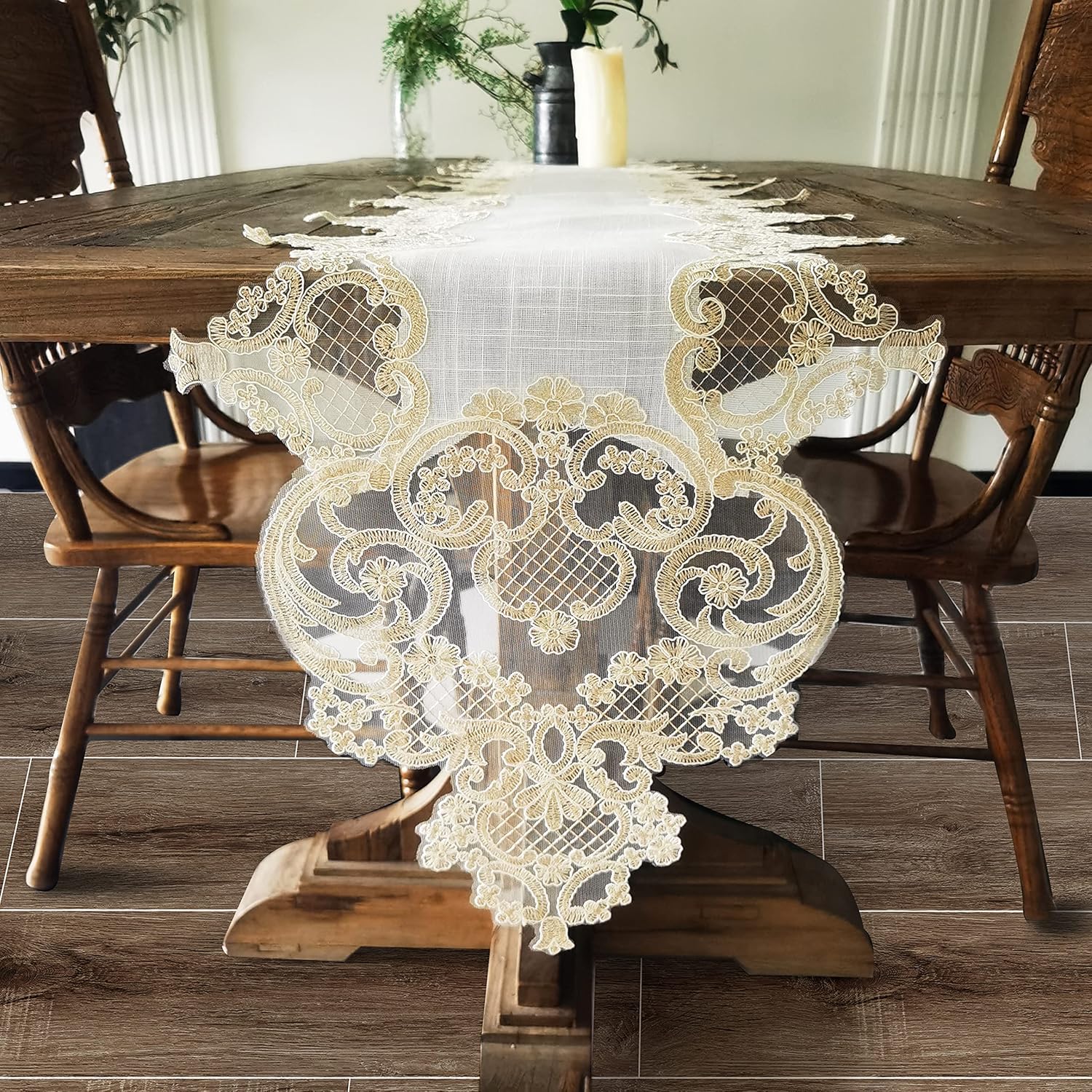 Elegant Vintage Lace Table Runner 120 Inches
