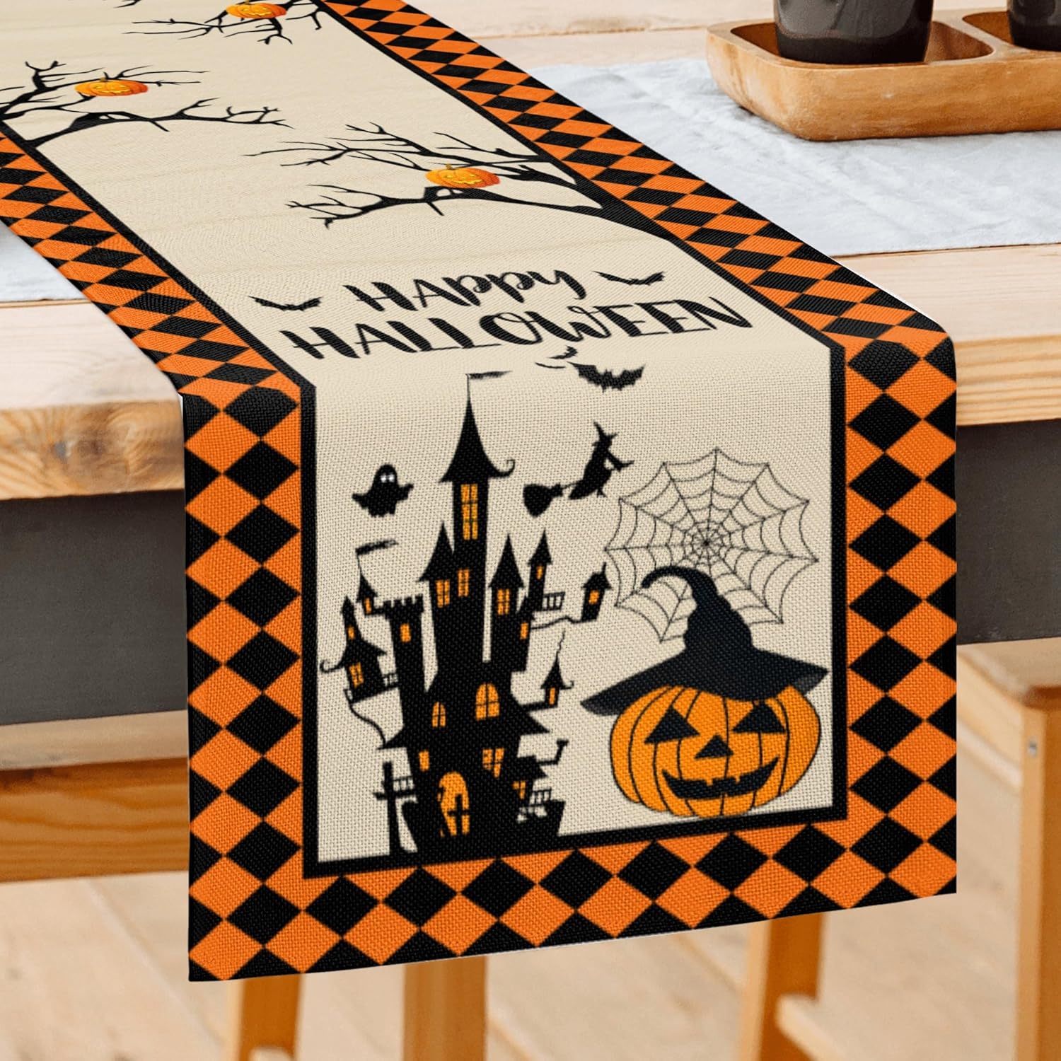 Anragon Pumpkin Table Runner Halloween Decor 72 Inches Long