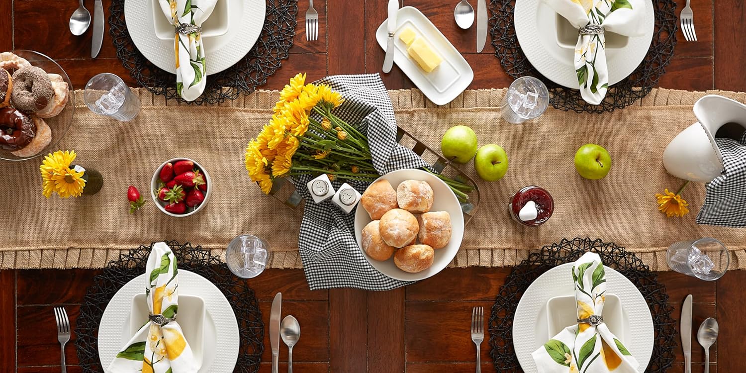 DII Jute Burlap Table Runner 14x108 with Ruffle Trim