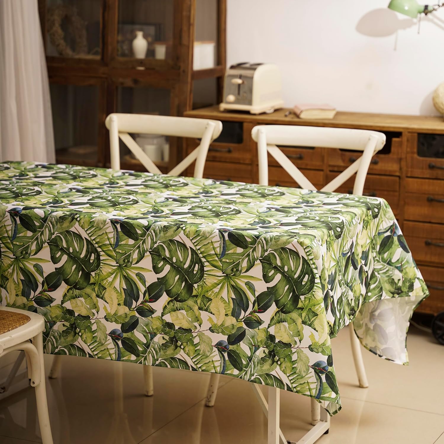 WalRiddle Tropical Palm Leaf Vinyl Tablecloth 52x70