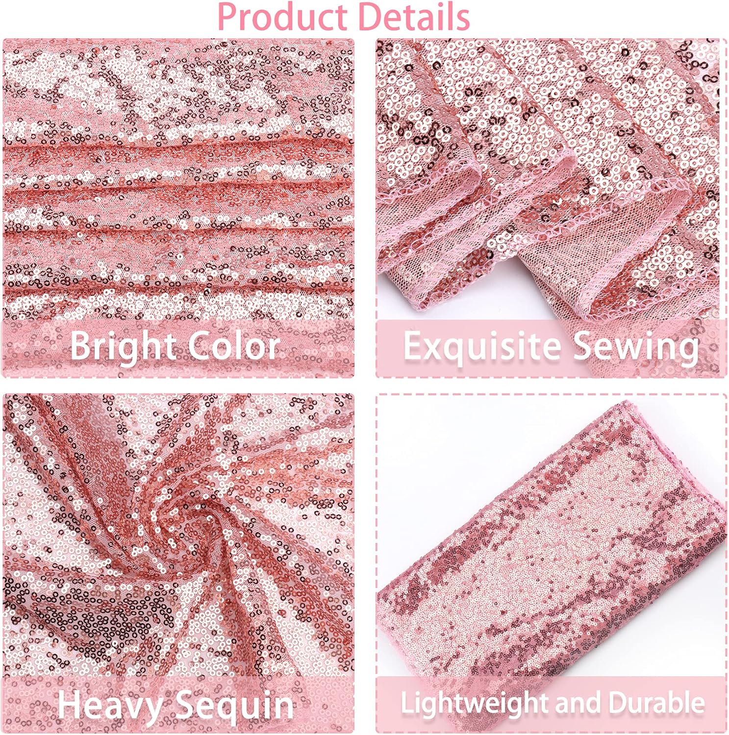 12 Pack Rose Gold Sequin Table Runner 12x108 Inch