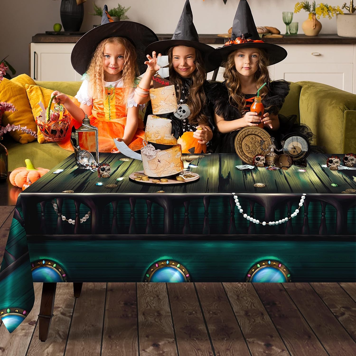 Cheerland Pirate Party Tablecloth 9x5 Ft Skull Design