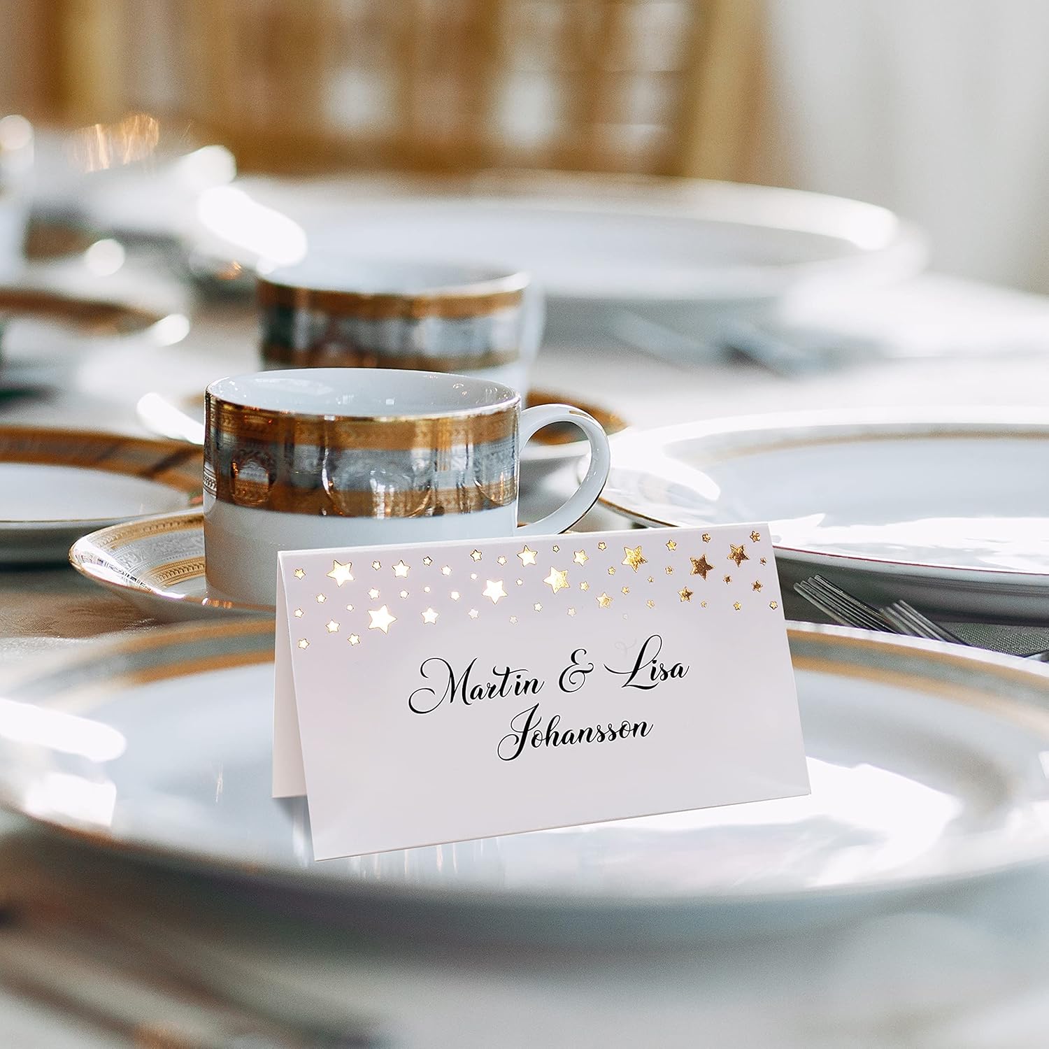 CLEVER SIGNS 100 Pack Gold Place Cards for Wedding Party Reception