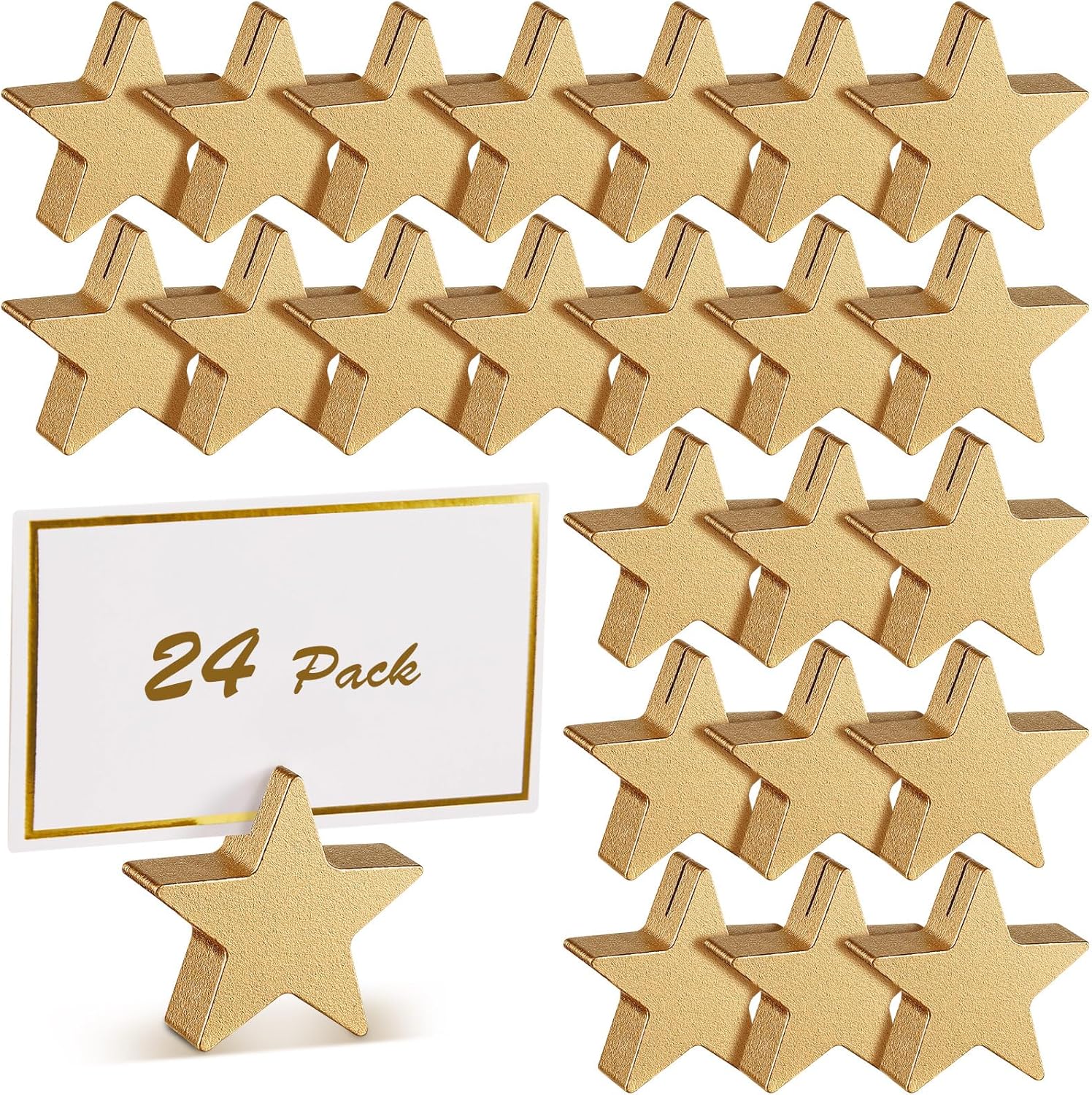 Kigley 24 Pcs Star Wooden Table Place Card Holders