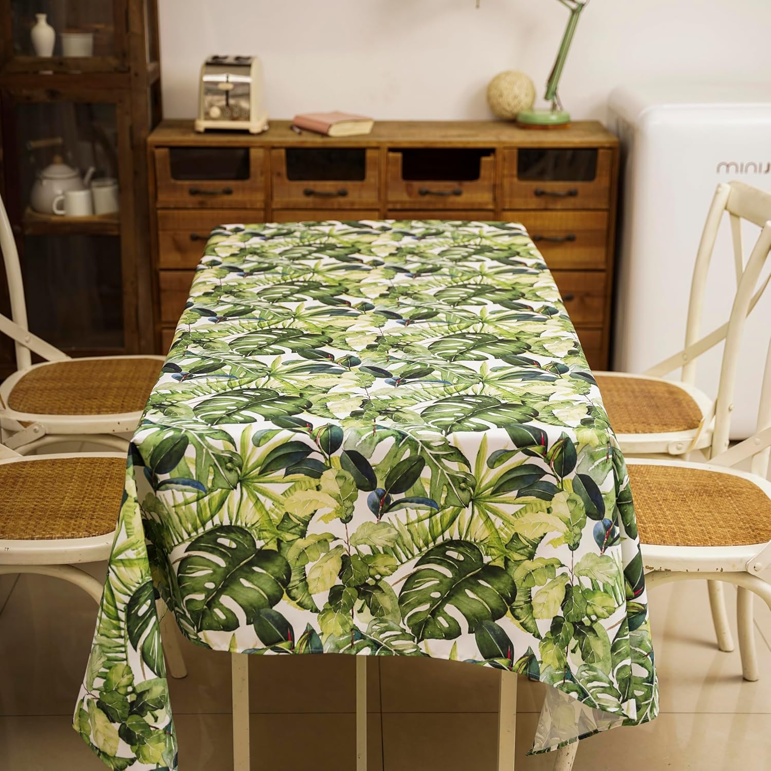 WalRiddle Tropical Palm Leaf Vinyl Tablecloth 52x70