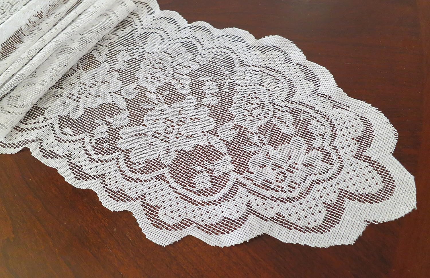 White 108 Inch Lace Table Runner Wedding Chair Sash
