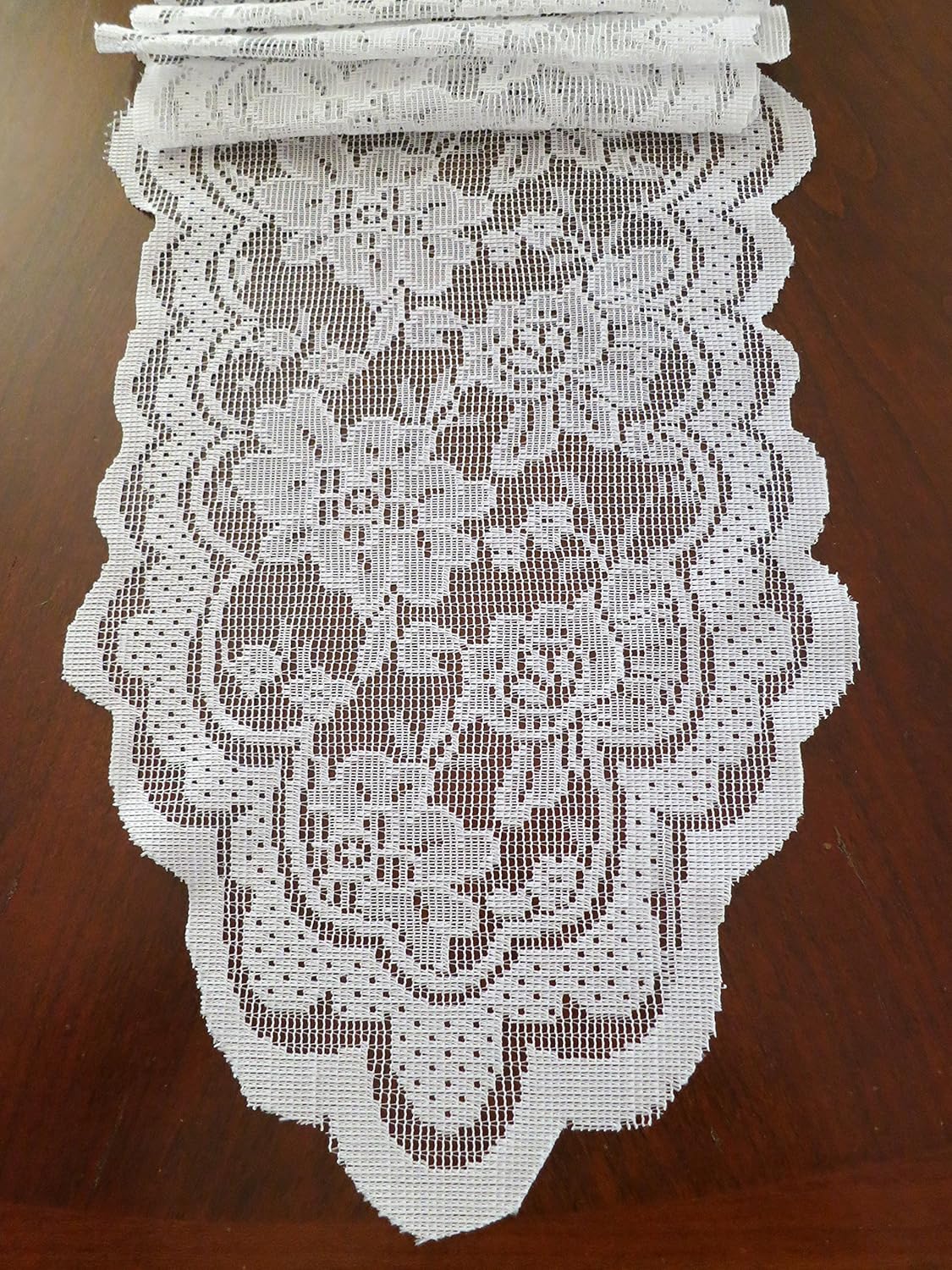 White 108 Inch Lace Table Runner Wedding Chair Sash